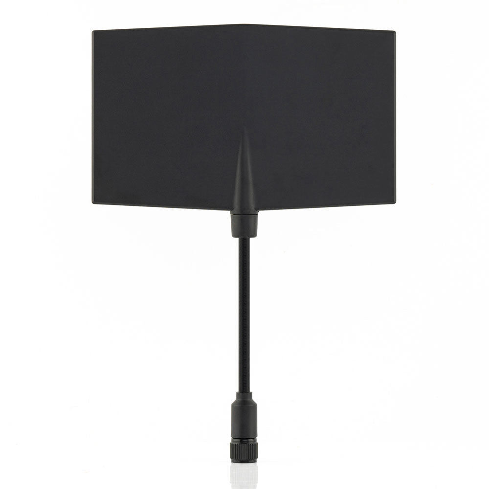 Bandit 915/868MHz Moxon antenna front view with rectangular panel and attached coax lead