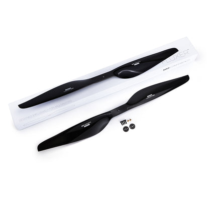 MAD FLUXER Pro Shine glossy black drone propeller set with mounting screws and washers in retail box