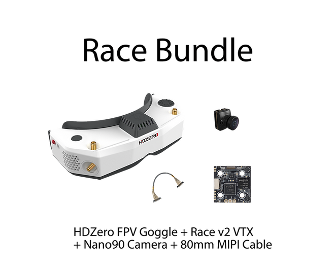 HDZero FPV Goggle Race Bundle -  HDZero FPV Goggle + Race V2 VTX + Nano90 Camera + 80mm MIPI cable