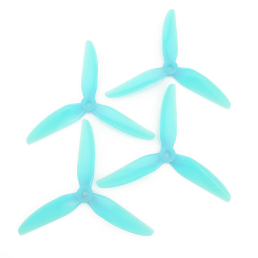 HQProp 5X5X3V1S 5-inch 3-blade polycarbonate propellers set, 5mm shaft, light blue (2CW+2CCW)