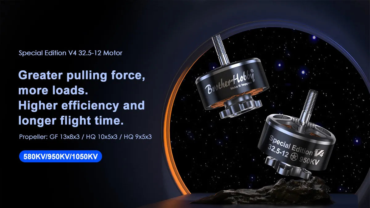 Special Edition V4 32.5-12 Motor Greater pulling force, more loads. Higher efficiency and longer