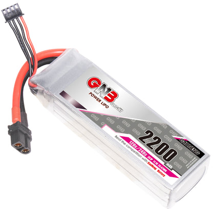 GAONENG GNB 3S 11.1V 2600mAh 120C XT60 LiPo battery, angled view with balance lead