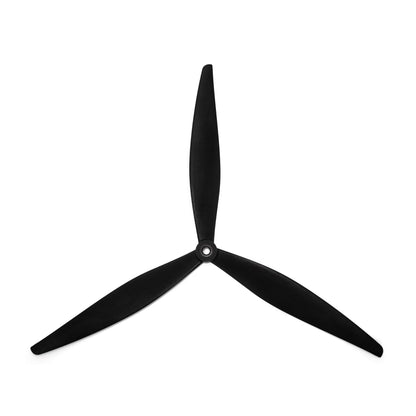 HQProp 13X10X3 Propeller, black 3-blade drone prop with hub center, top view