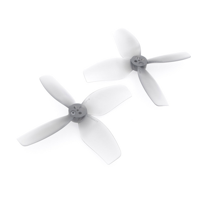 HQProp DT76MMX4 Cinewhoop Propeller set, two grey 4-blade props with hub mounting holes