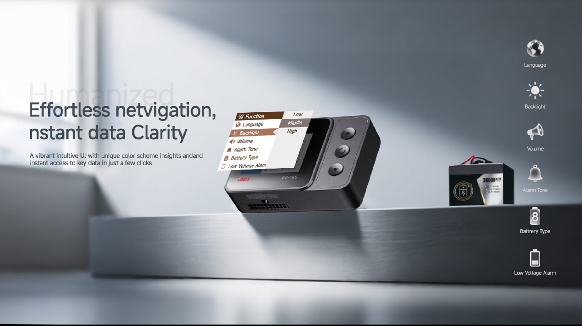 ISDT BG-18S Battery Meter, LCD Display Digital Battery Capacity Checker and Balancer for LiFe, LiPo, LiHv, ULiHv 12-18S ISDT Shop