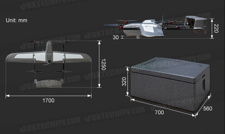 Foxtech Loong 170 VTOL, Compact storage design features buckle-lock mechanism and spring-head folding for easy transport.