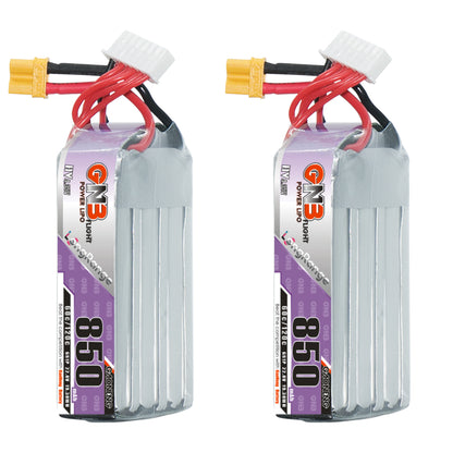 GAONENG GNB LiHV 6S 850mAh 60C long type LiPo battery with XT30 lead and balance plug