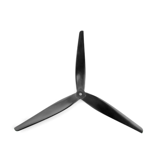 HQ X-Class 13X9X3 V2 propeller, black 3-blade drone prop with center hub on white