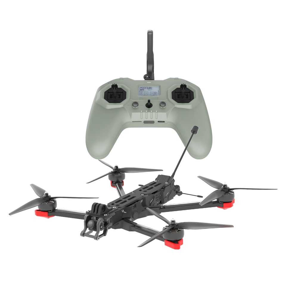 iFlight Chimera7 Pro V2 FPV quadcopter with long-range antenna and Commando 8 radio controller