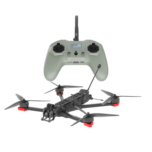 iFlight Chimera7 Pro V2 FPV quadcopter with long-range antenna and Commando 8 radio controller