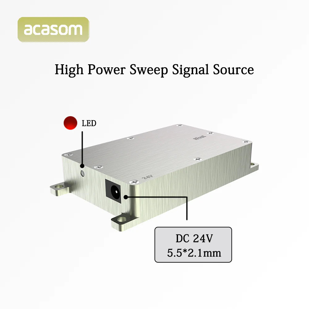 ACASOM 5.2GHz Wireless Signal Source, ACASOM high-power sweep signal source with LED display, operating on DC 24V, features 5.5mm x 2.1mm connector.