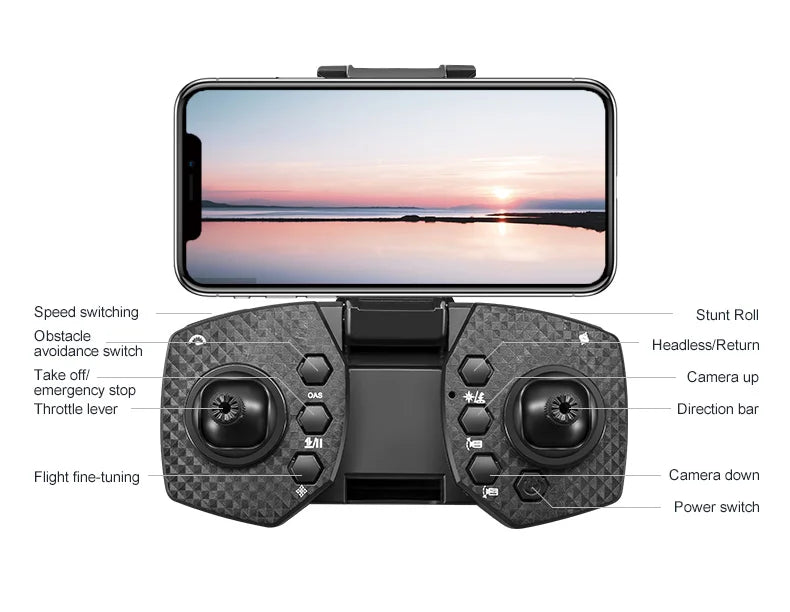 A23 Pro Drone, drone features including speed switching, stunt roll, obstacle avoidance, and more