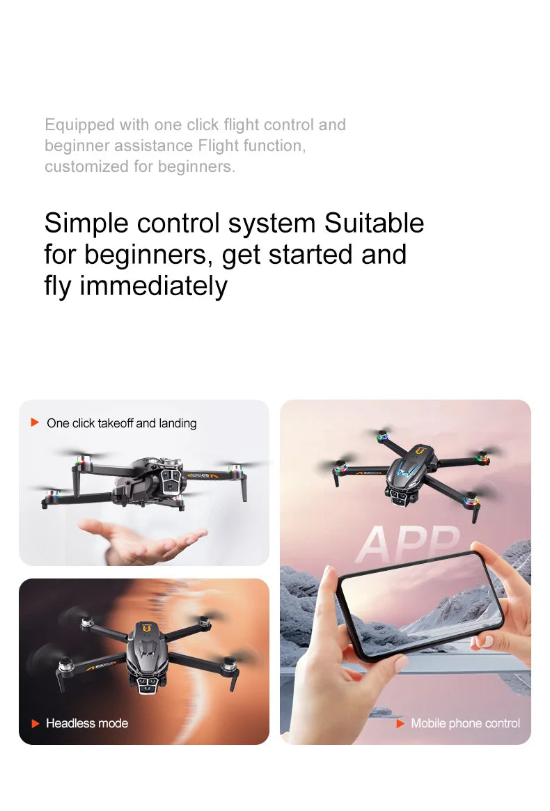 A23 Pro Drone, This drone is designed for new pilots, featuring one-click flight control, easy start-up, and beginner-friendly functions like takeoff and landing.