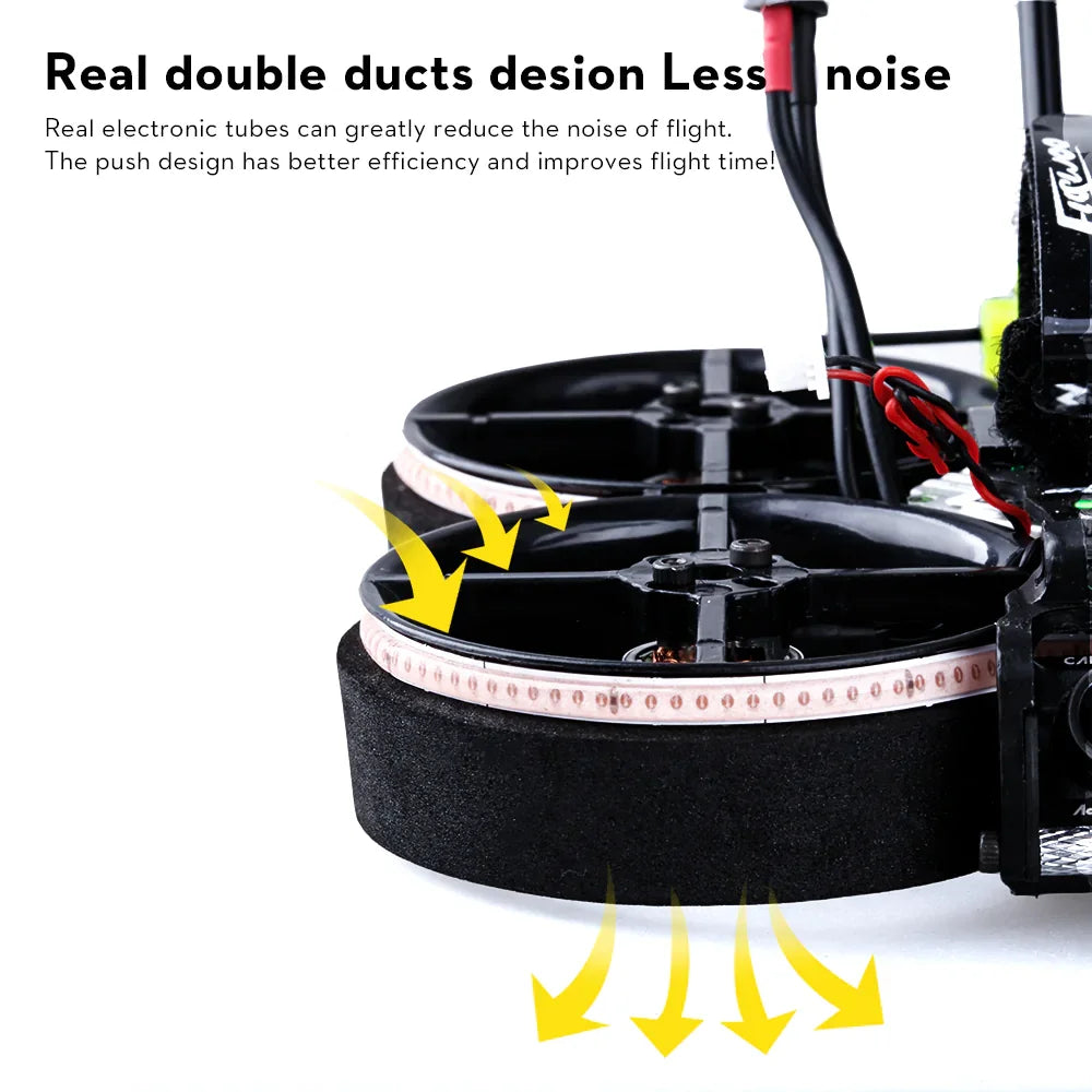 FLYWOO CineRace20 V2 Neon Led Walksnail Avatar HD 2inch CiineWhoop FPV GOKU GN405S icm42688 1203 Pro 4850KV 11 real double ducts desion Less noise Real electronic tubes can greatly reduce the noise of