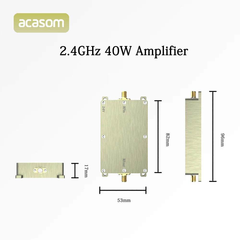 2.4GHz 40W 46dBm RF High Power Amplifiers, ACASOM accept customizing the power you need! 2.4GHz-2.5GHz RF