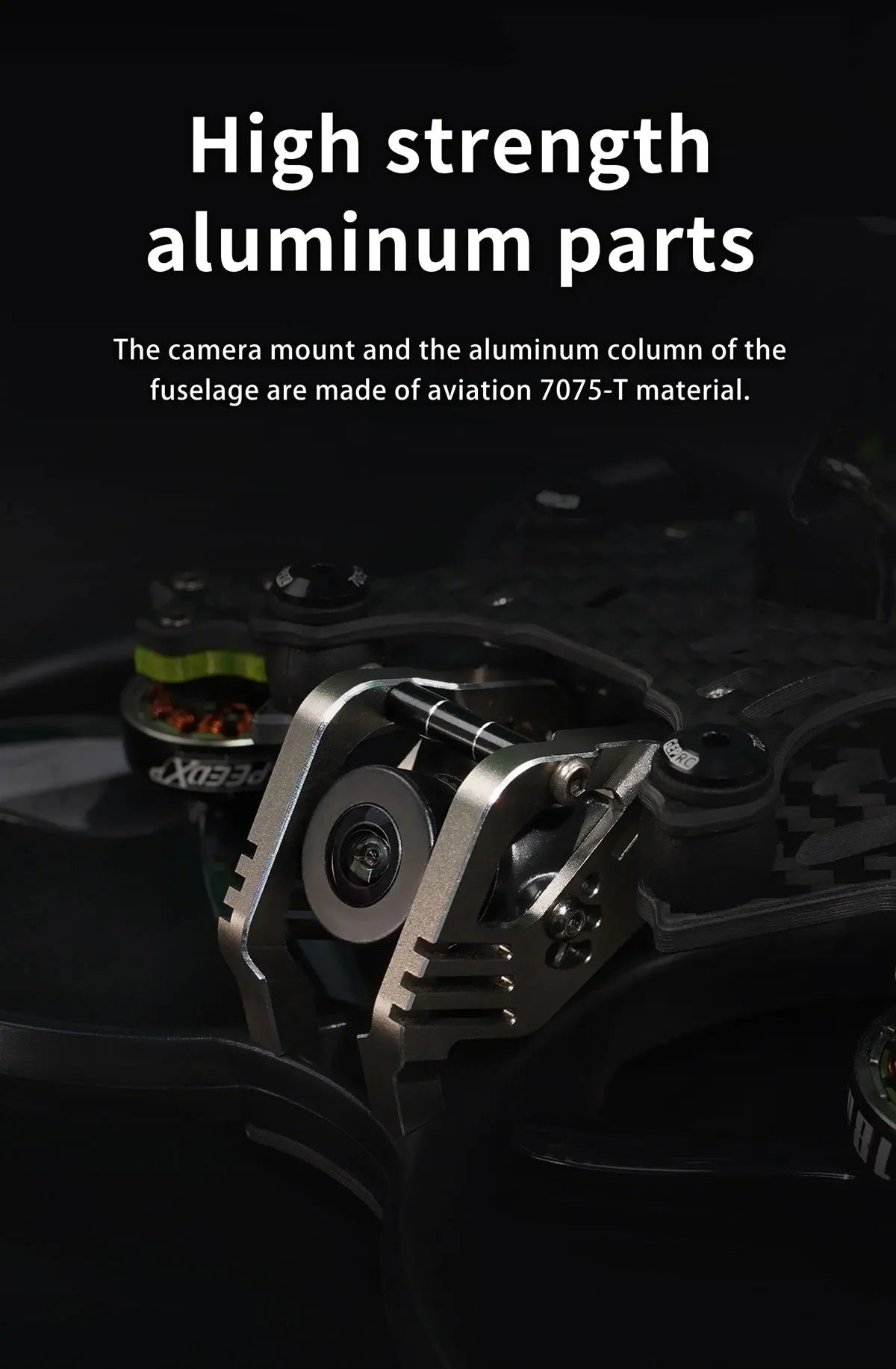 GEPRC Cinebot30 HD - Runcam Link Wasp 4S FPV, GEPRC Cinebot30 HD, high strength aluminum parts The camera mount and the aluminum column of the fuselage are made of aviation