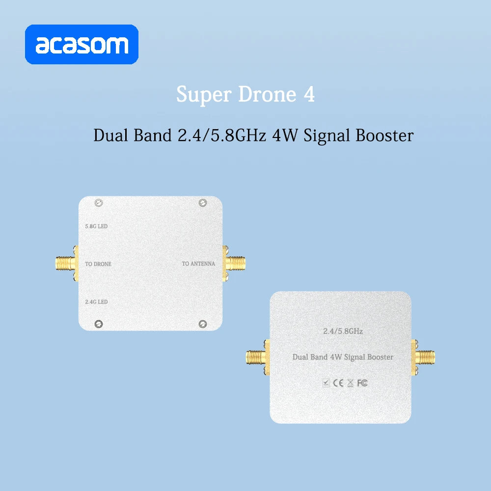 2.4G 5.8G Dual Band Signal Amplifier, acasom Super Drone 4 Dual Band 2.4/5.8GHz 4W Signal