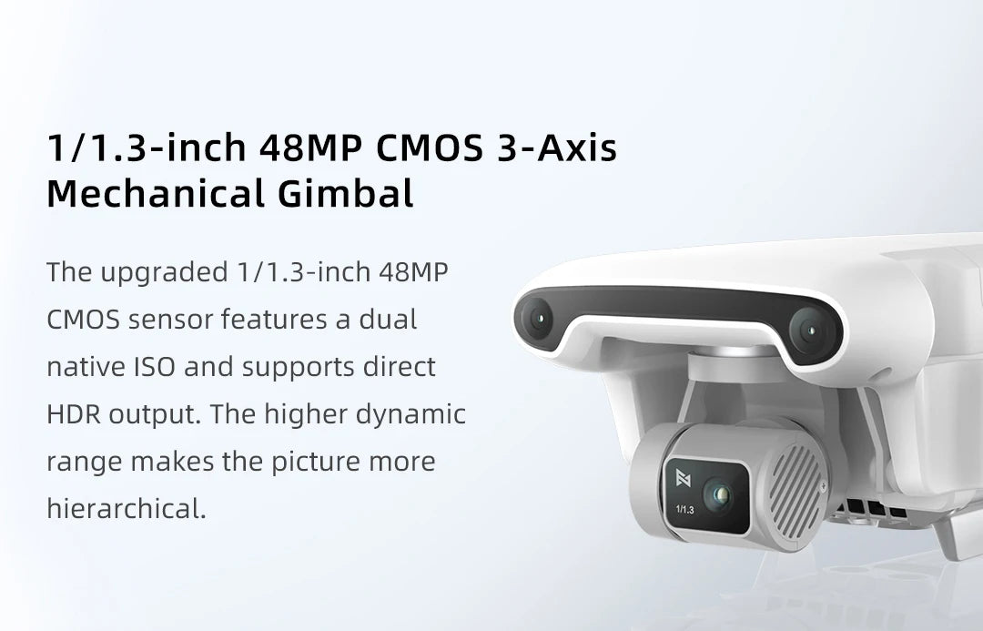 FIMI X8 Pro Camera Drone, High-resolution 48MP camera with advanced sensor technology for detailed and contrasting photos.