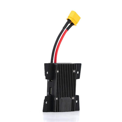 TBS Lucid Wing AIO flight controller front view with finned black heatsink housing