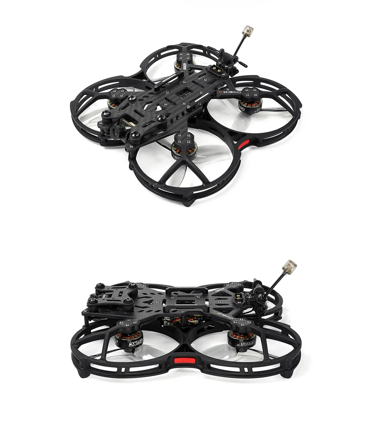 GEPRC Cinelog35 V2 Analog FPV Drone, Propeller Guard adds memory card and USB ports to O3 Air Unit for easy data reading