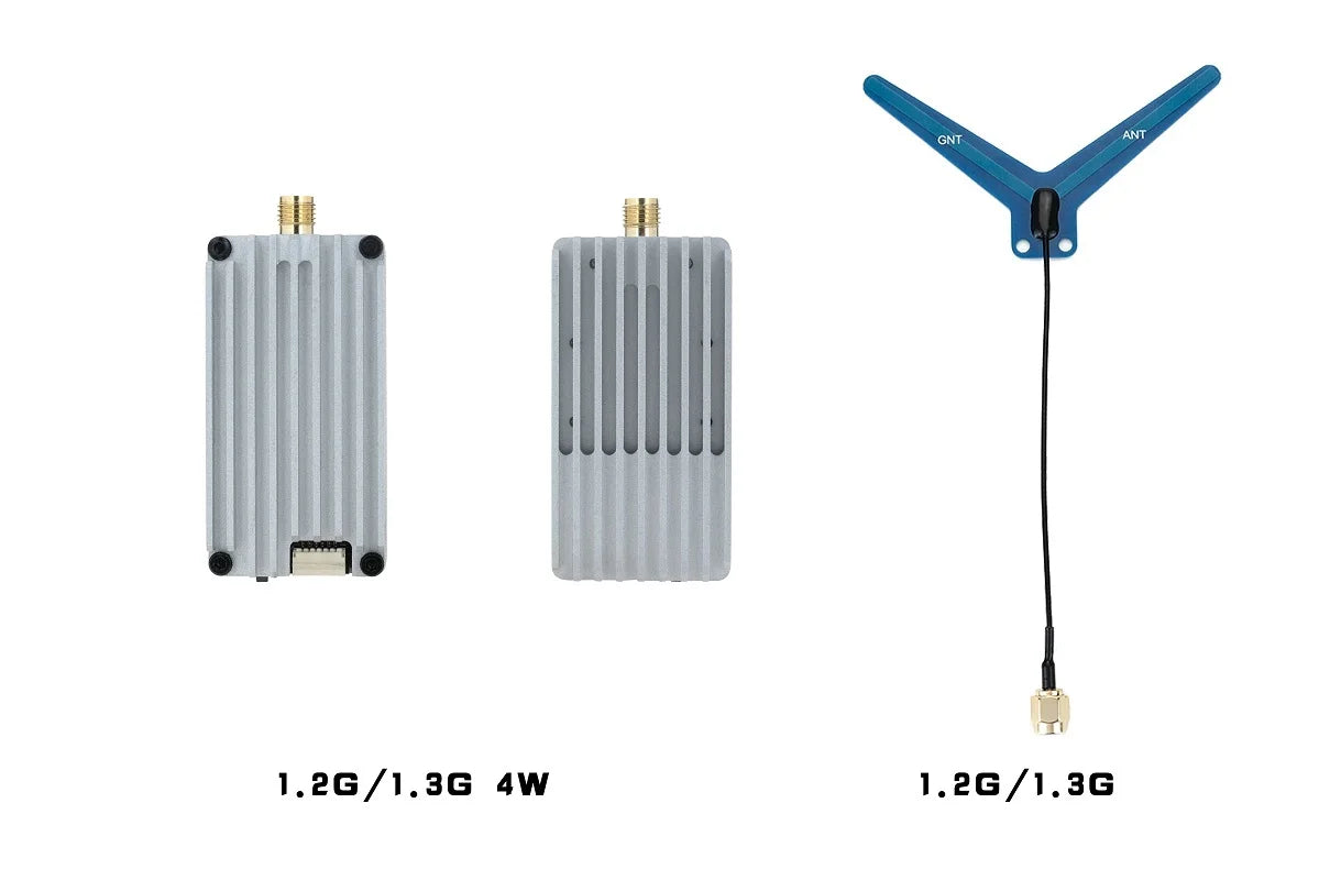 Rushfpv 1.2G 1.3G 4W 8CH VTX, Rushfpv transmitter offers 1.2G/1.3G frequency options, 4W power output, and 8-channel capabilities for extended-range FPV drone applications.