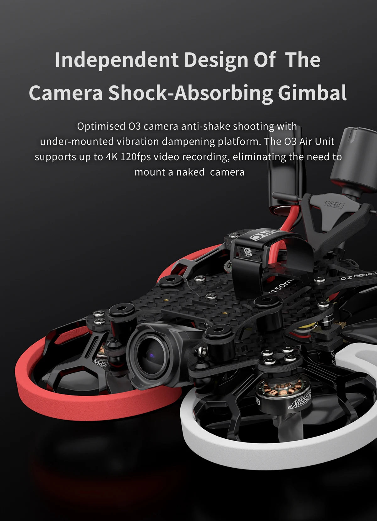 GEPRC Cinelog20 Analog FPV Drone, the 03 Air Unit supports up to 4K 120fps video recording . the camera