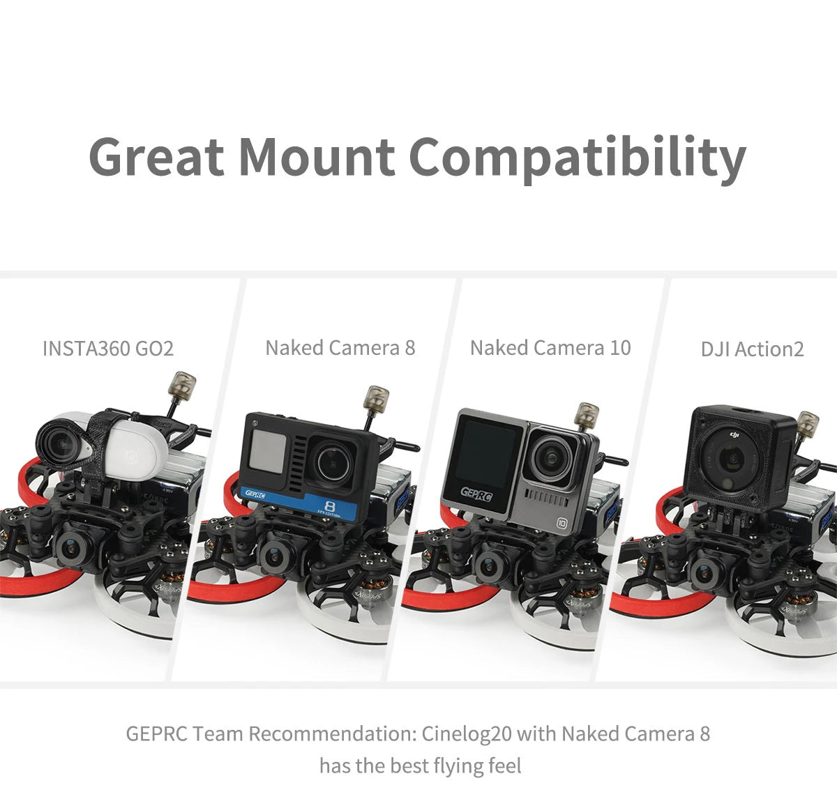 GEPRC Cinelog20 Analog FPV Drone, Great Mount Compatibility INSTA36O GO2 Naked Camera 8 Naked