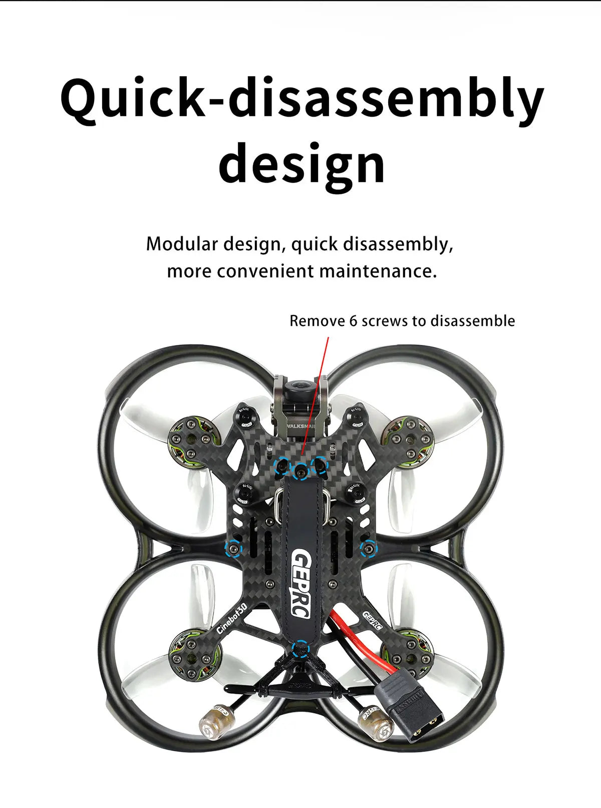 GEPRC Cinebot30 HD - Runcam Link Wasp 4S FPV, GEPRC Cinebot30 HD, Quick-disassembly design Cinebot3o easy to disassemble 