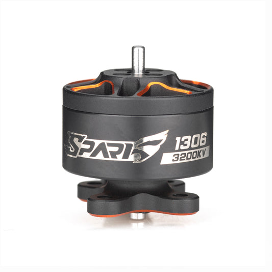VCI SPARK 1306 KV brushless motor side view with SPARK 1306 3200KV label and mounting base