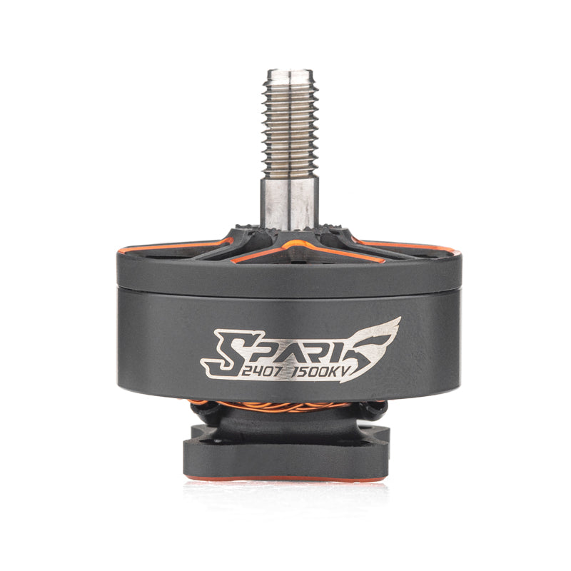 VCI SPARK 2407 brushless motor side view with threaded shaft and SPARK 2407 1500KV logo