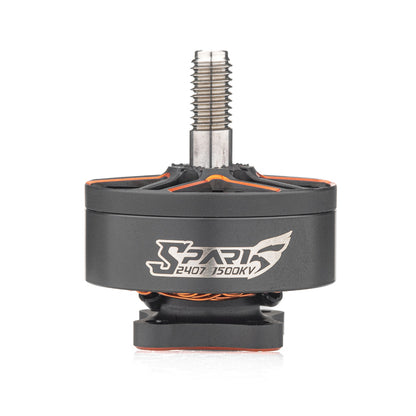 VCI SPARK 2407 brushless motor side view with threaded shaft and SPARK 2407 1500KV logo