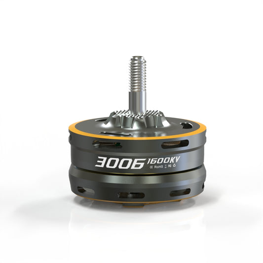 VCI SPARK 3006 1600KV brushless motor side view with vented can and threaded shaft