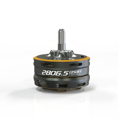 VCI SPARK 2806.5 FPV drone motor side view with threaded shaft, label showing 2806.5 1350KV