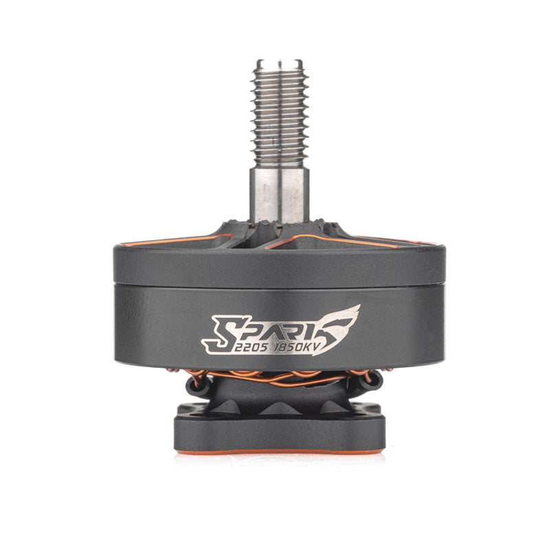 VCI SPARK 2205 Brushless Motor front view with SPARK 2205 1850KV logo and threaded shaft