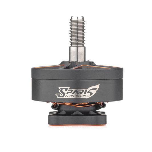 VCI SPARK 2205 Brushless Motor front view with SPARK 2205 1850KV logo and threaded shaft