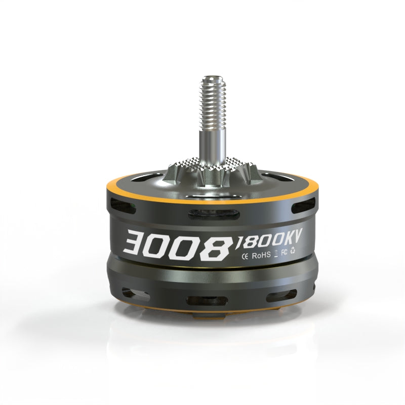 VCI SPARK 3008 brushless motor side view with 3008 1800KV label and threaded shaft