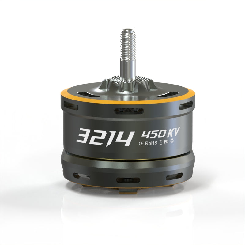 VCI SPARK 3214 brushless motor 450KV, side view with threaded shaft and vented housing