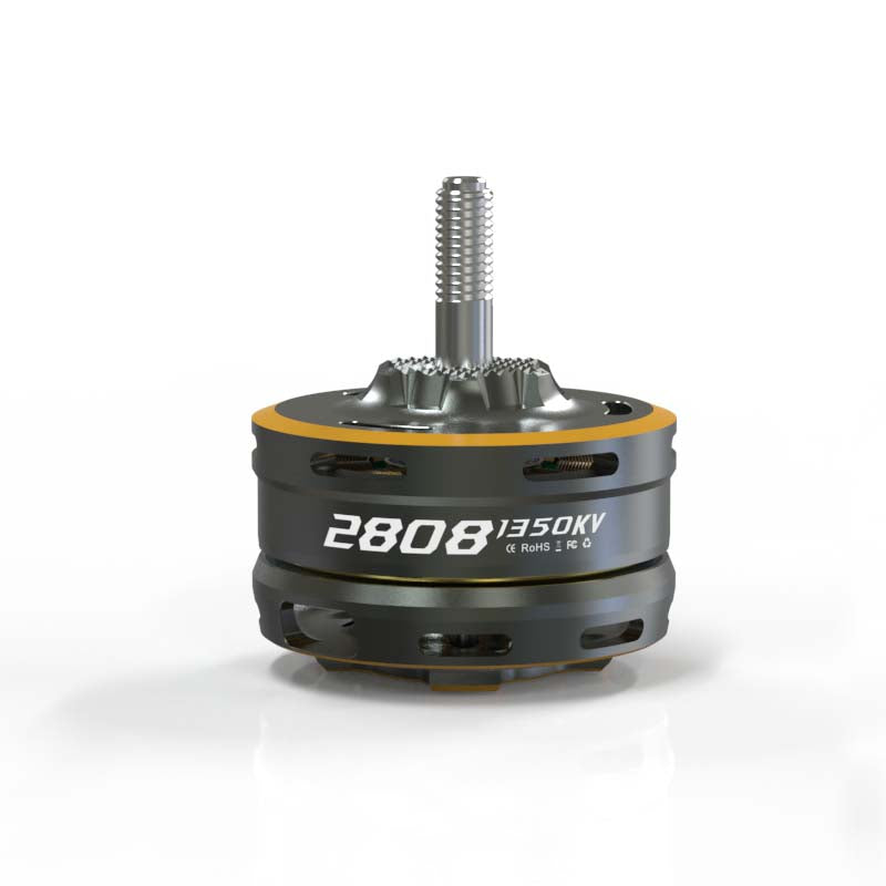 VCI SPARK 2808 brushless motor front view with threaded shaft, 2808 1350KV marking