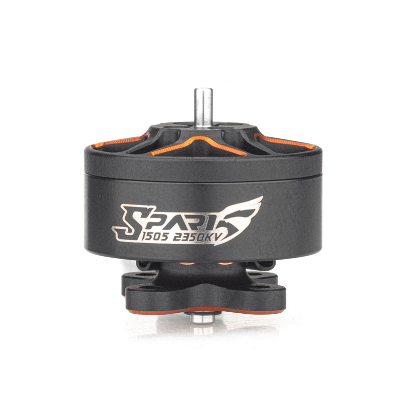 VCI SPARK 1505 brushless motor, side profile with SPARK 1505 2350KV logo and mounting base