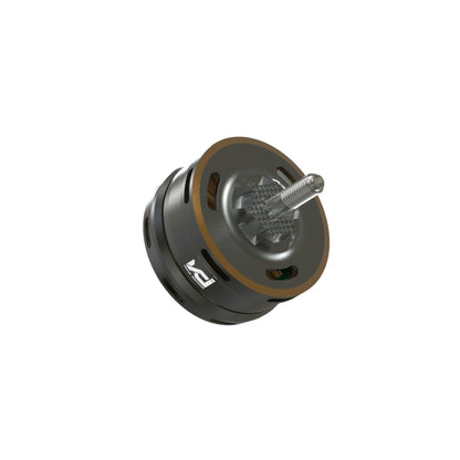 Angled view of SPARK 3008 motor showing top bell, ventilation slots, and threaded prop shaft