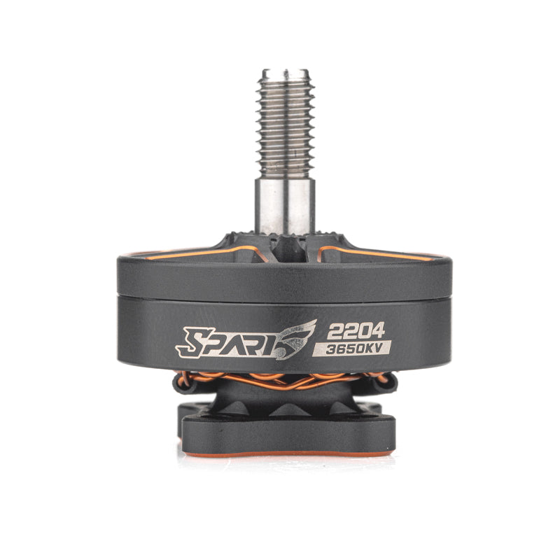 VCI SPARK 2204 brushless motor side profile with threaded shaft and SPARK 2204 3650KV marking