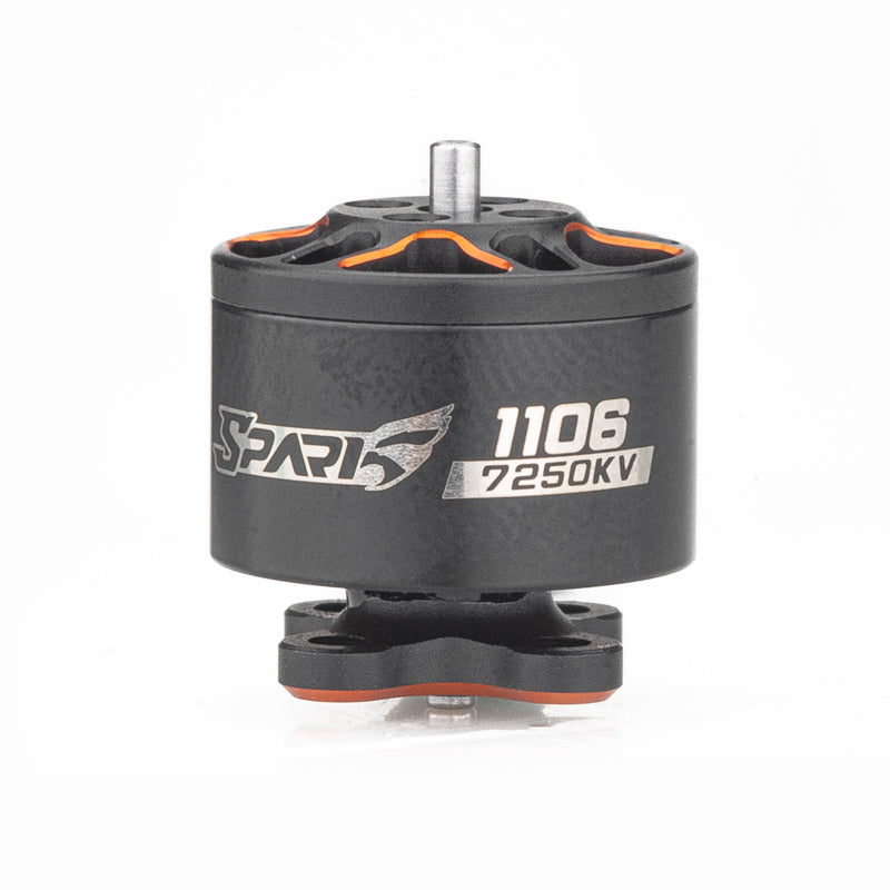 VCI SPARK 1106 brushless motor side view with 1106 7250KV marking and mounting base