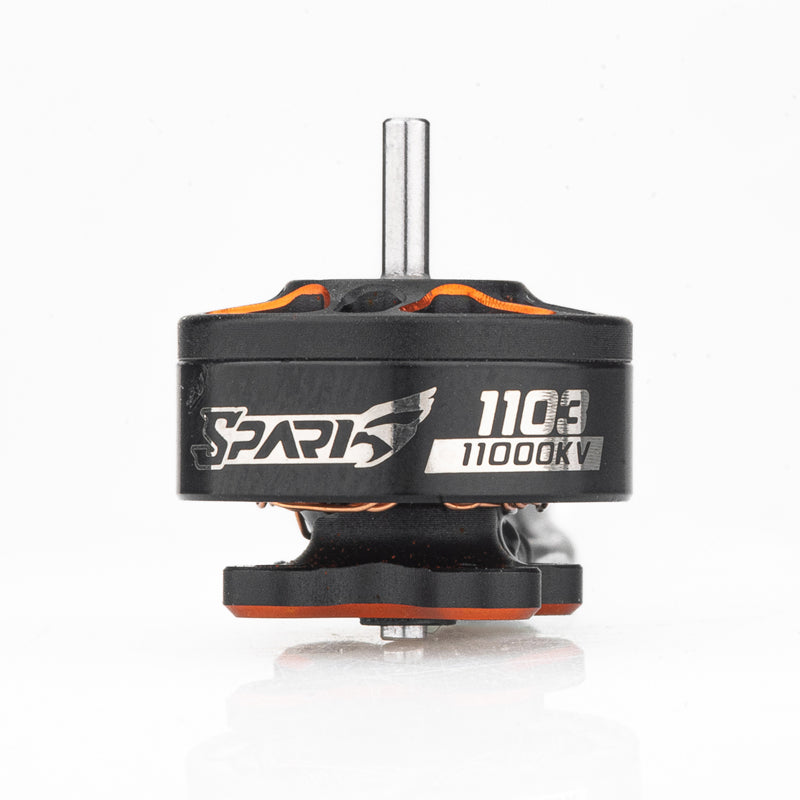 VCI SPARK 1103 brushless motor side view with 11000KV label and orange accents