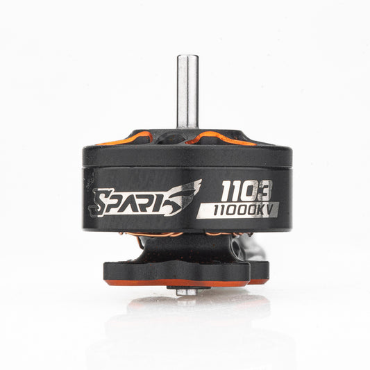 VCI SPARK 1103 brushless motor side view with 11000KV label and orange accents
