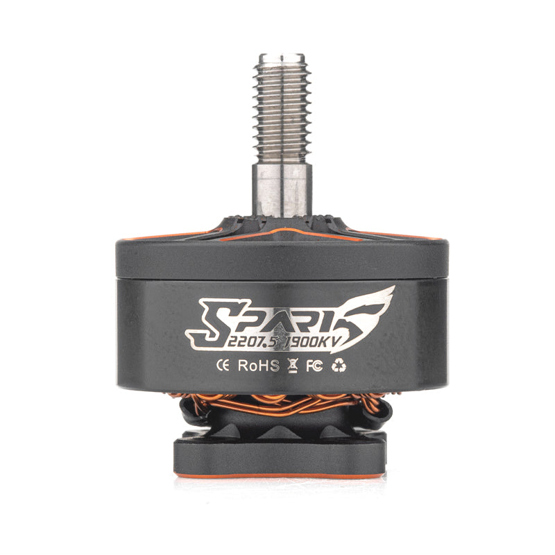 VCI SPARK 2207.5 FPV motor side profile with threaded shaft and 1900KV marking
