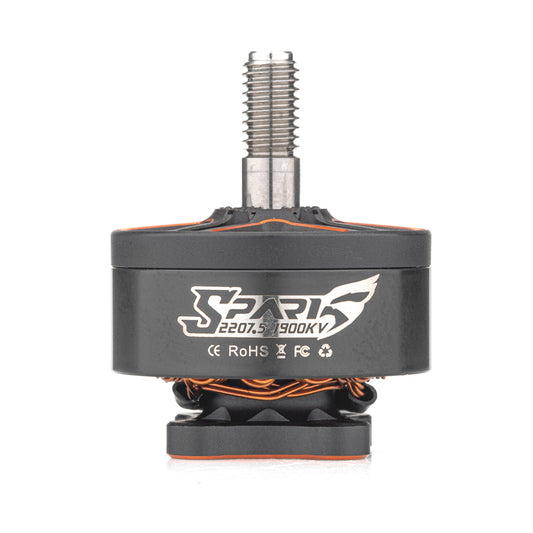 VCI SPARK 2207.5 FPV motor side profile with threaded shaft and 1900KV marking