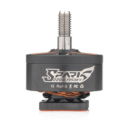 VCI SPARK 2208 brushless motor side view with SPARK 2208 1950KV marking and threaded shaft