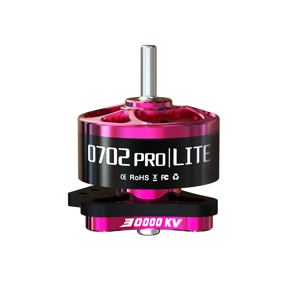 VCI 0702PRO Lite brushless motor 30000KV, pink and black micro FPV drone motor front view