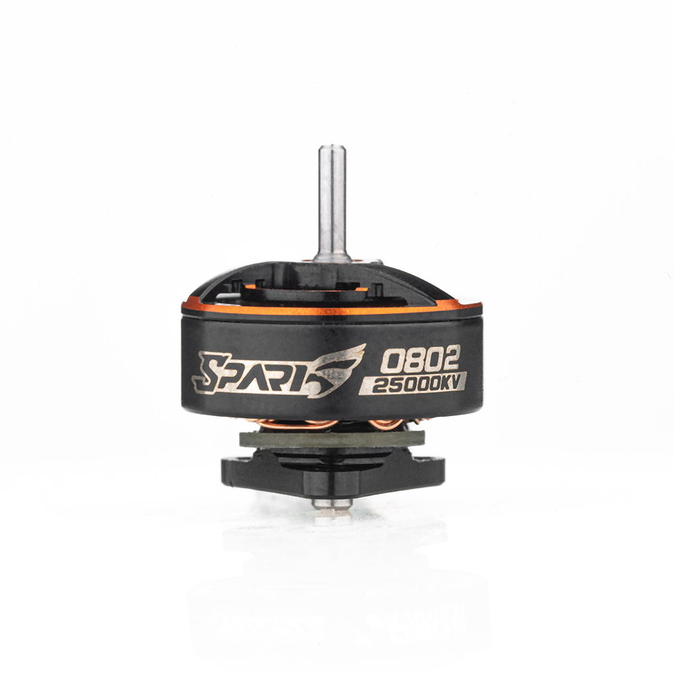 VCI SPARK 0802 brushless motor side view with SPARK logo and 0802 25000KV marking