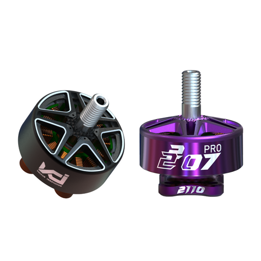 VCI 2207 PRO SPARK/YUKI Edition brushless FPV drone motor set, black and purple versions with M5 threaded shaft